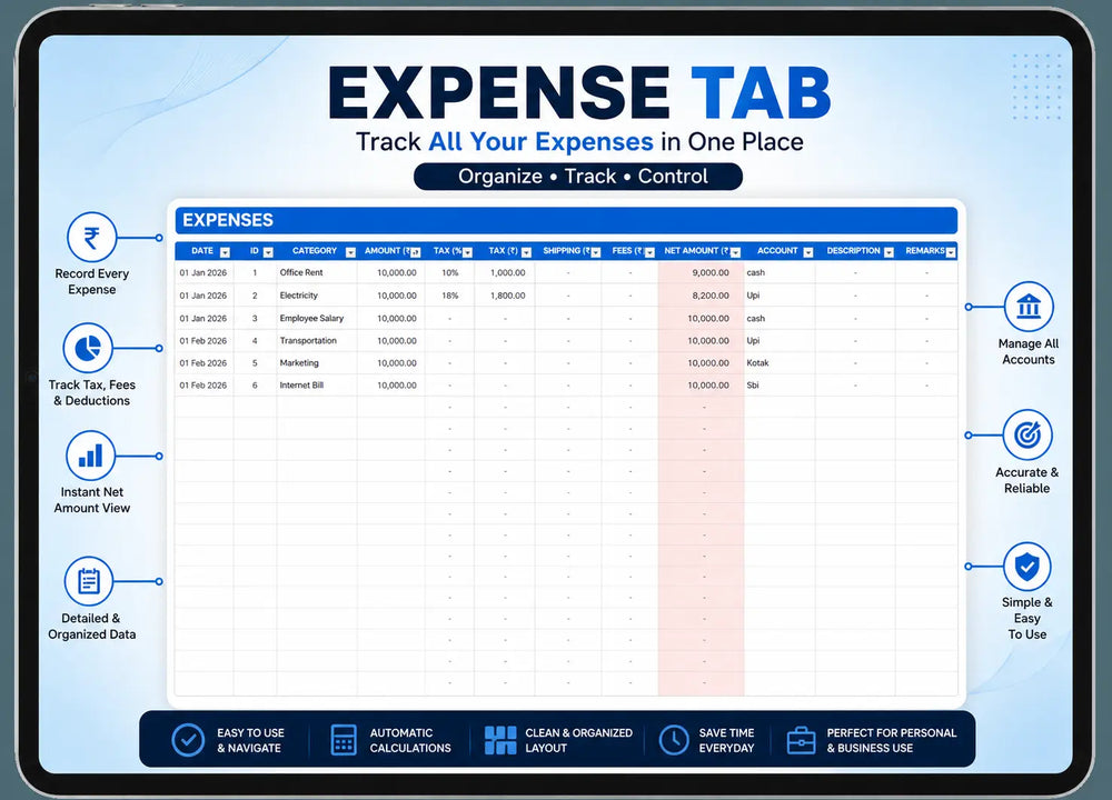 Expense tab